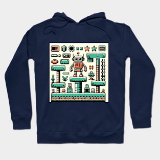 Retro Game Pixel Bot Tee Hoodie